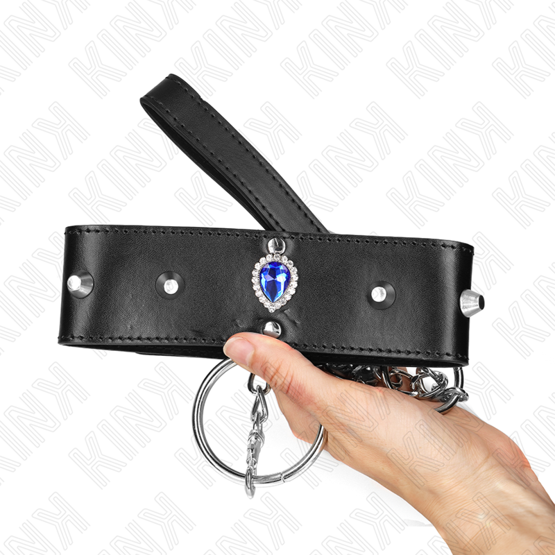 KINK - COLLANA 65 CM CON CINTURINO CON DIAMANTI BLU REGOLABILE 36-43 CM X 5 CM