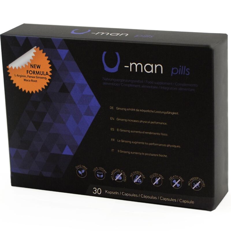 500 COSMETICS - U-MAN AUMENTA LE DIMENSIONI DEL PENE E LA POTENZA SESSUALE - 30 CAPSULE