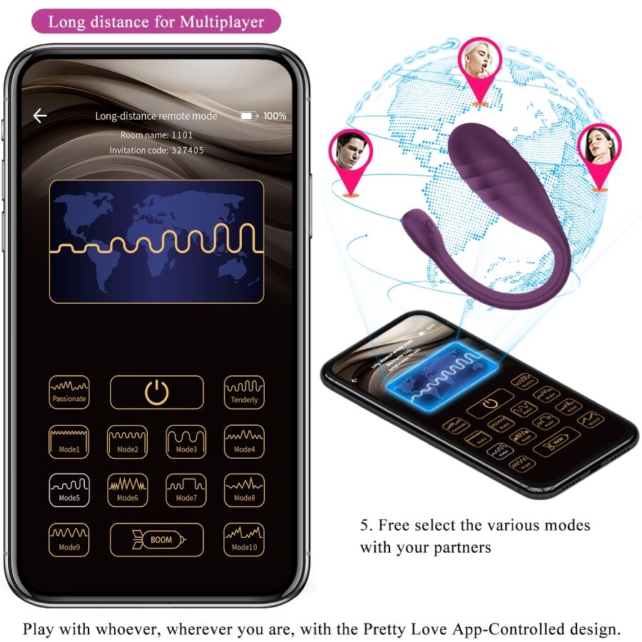 PRETTY LOVE - VIBRATORE CONTROLLATO DA APP LEVIATHAN VIOLA