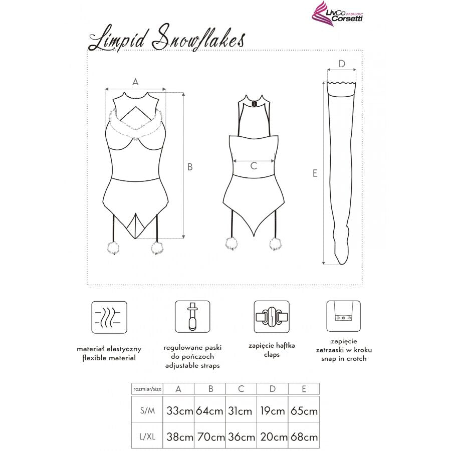 LIVCO CORSETTI FASHION - LIMPID SNOWFLAKES LC 90604 BODY + CALZE + CERCHIETTO NATALIZIO S/M