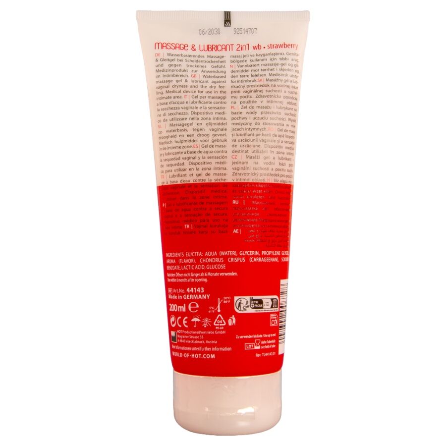 HOT - MASSAGE & GLIDE GEL 2IN1 FRAGOLA 200 ML