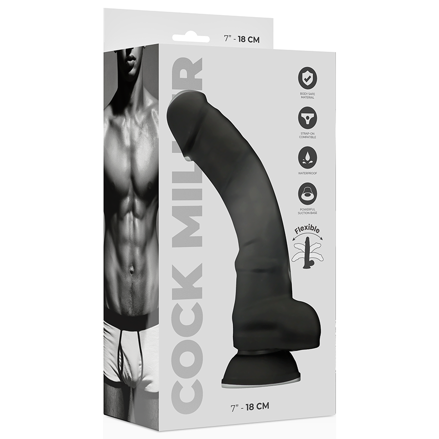 COCK MILLER - DILDO REALISTICO IN SILICONE DENSITÀ ARTICOLABILE NERO 18 CM