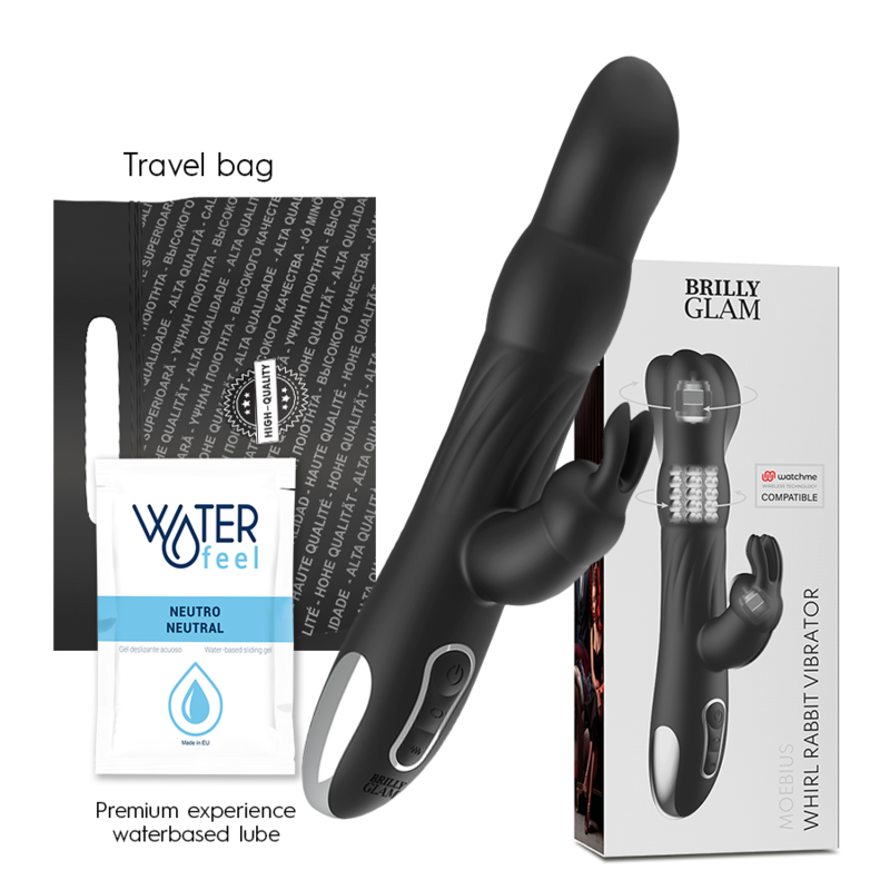 BRILLY GLAM - MOEBIUS VIBRATORE RABBIT E ROTATORE + TELECOMANDO WATCHME