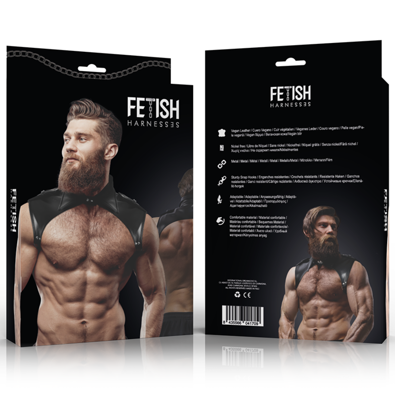 FETISH SUBMISSIVE ATTITUDE - IMBRACATURA PER IL COLLO IN ECOPELLE REGOLABILE DA UOMO BRIGADE