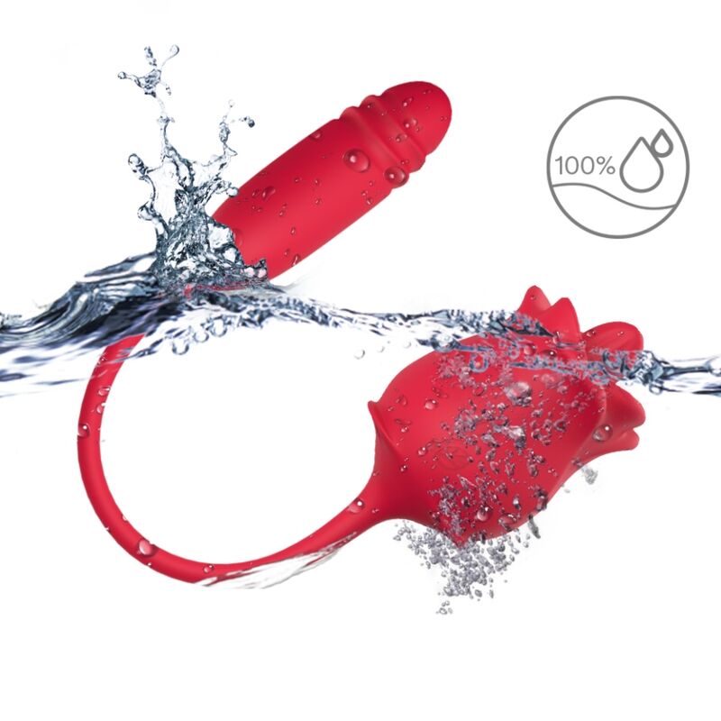 ARMONY - 3 IN 1 ROSA, STIMOLATORE, ASPIRAZIONE E SU&GIÙ CON CODA ROSSA