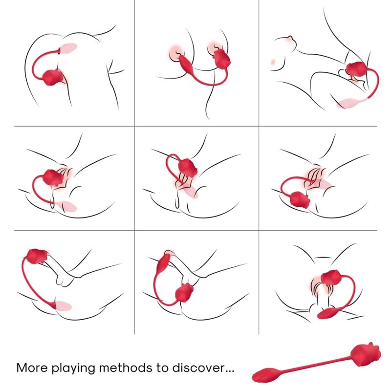 ARMONY - STIMOLATORE E VIBRATORE ROSA 2 IN 1 CON ASPIRAZIONE E CODA ROSSA 10 MODALITÀ