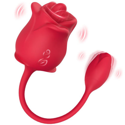 ARMONY - STIMOLATORE E VIBRATORE ROSA 2 IN 1 CON ASPIRAZIONE E CODA ROSSA 10 MODALITÀ