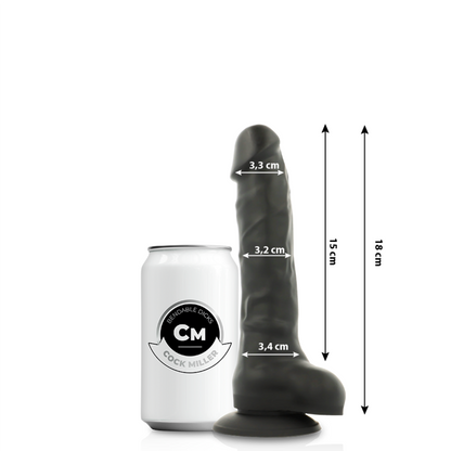 COCK MILLER - DILDO REALISTICO IN SILICONE DENSITÀ ARTICOLABILE NERO 18 CM