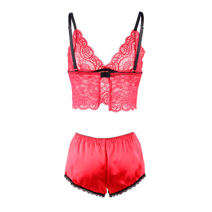 SUBBLIME - 953898 CAMICIA DA NOTTE IN SETA E PIZZO + SLIP ROSSO S/M