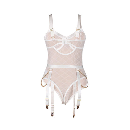 SUBBLIME - 954291 BODY CON CATENE + CINTURA GIACCHE BIANCO L/XL
