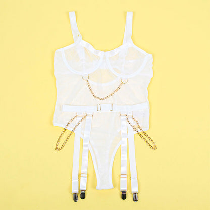 SUBBLIME - 954291 BODY CON CATENE + CINTURA GIACCHE BIANCO L/XL