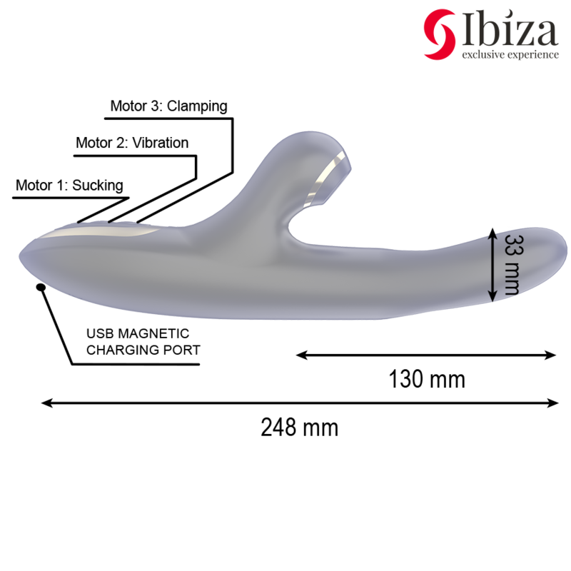 IBIZA - DOPPIO VIBRATORE BLOCCAGGIO NERO
