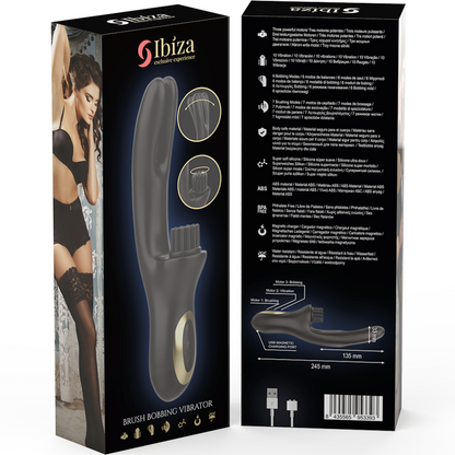 IBIZA - VIBRATORE CLITORIALE MULTICELLULARE E DOPPIA ONDA CON SPAZZOLA RABITT HI-TECH