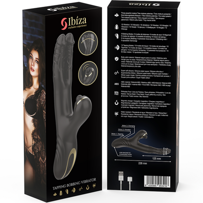 IBIZA - TWO DRAGONS DOPPIO VIBRATORE NERO
