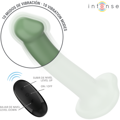 INTENSE - VIBRATORE BECCA CON VENTOSA 10 VIBRAZIONI TELECOMANDO VERDE