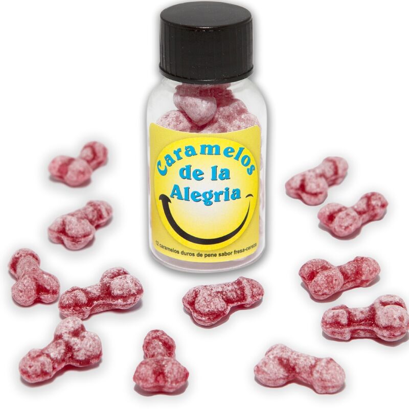 DIABLO PICANTE - 12 CARAMELLE JOY A FORMA DI PENE FRAGOLA/CILIEGIA