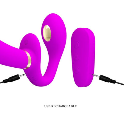 PRETTY LOVE - THUNDERBIRD DOPPIO VIBRATORE CON STRAP-ON E TELECOMANDO VIOLA