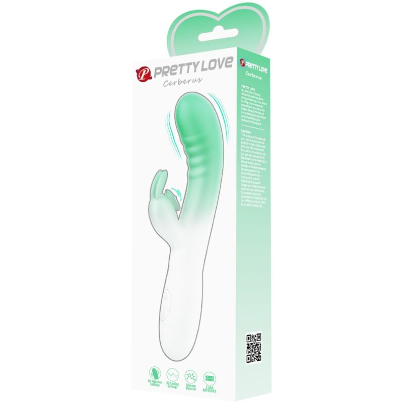 PRETTY LOVE - VIBRATORE CONIGLIO CERBERUS 3O VIBRAZIONI VERDE