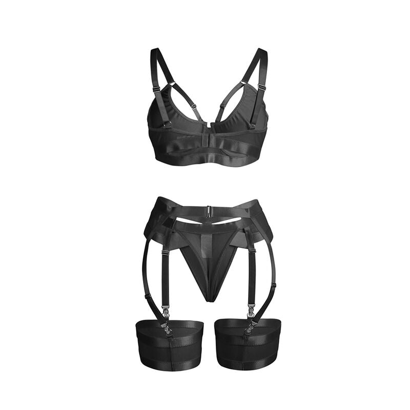 SUBBLIME - 955243 REGGISENO BONDAGE NERO CON GIARRETTIERA L/XL