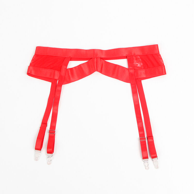 SUBBLIME - 955250 REGGISENO BONDAGE ROSSO CON GIARRETTIERA S/M