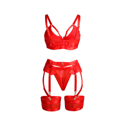 SUBBLIME - 955267 REGGISENO BONDAGE ROSSO CON GIARRETTIERA L/XL
