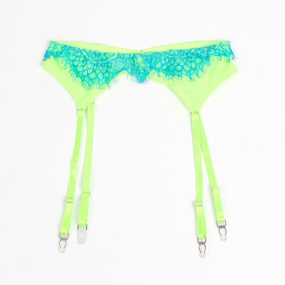 SUBBLIME - 955311 COMPLETO REGGISENO CON PIZZO E LINEE GIARRETRICI VERDE E BLU S/M