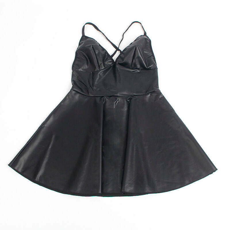 SUBBLIME - 955380 ABITO CON SPALLINE IN PELLE NERA L/XL