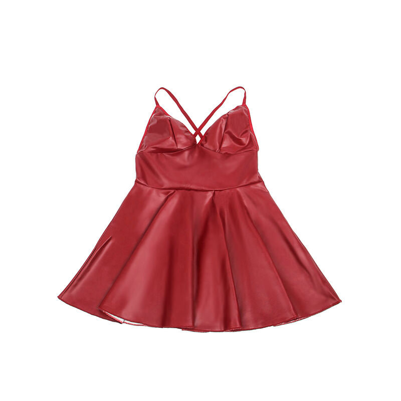 SUBBLIME - 955403 ABITO CON SPALLINE IN PELLE BORDEAUX L/XL