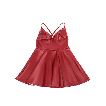 SUBBLIME - 955403 ABITO CON SPALLINE IN PELLE BORDEAUX L/XL