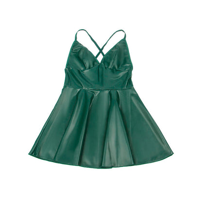 SUBBLIME - 955441 ABITO CON SPALLINE IN PELLE VERDE L/XL