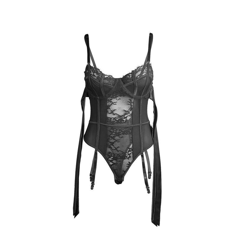 SUBBLIME - 955502 BODY IN PIZZO CON FIOCCHI E GIARRETTIERE NERO L/XL