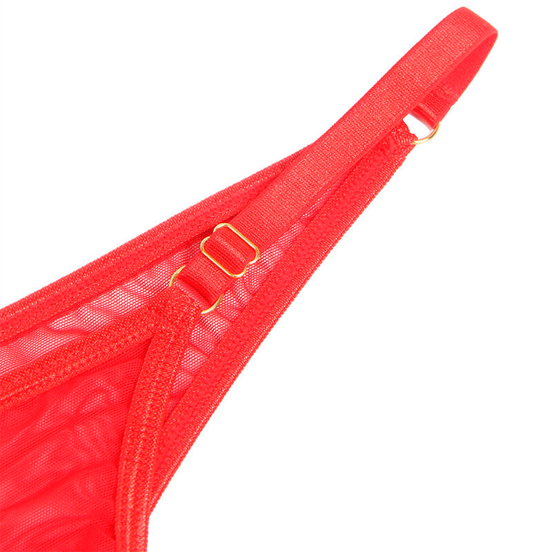 SUBBLIME - 955526 COMPLETO REGGISENO CON CATENE E CUORE IN RETE ROSSO L/XL