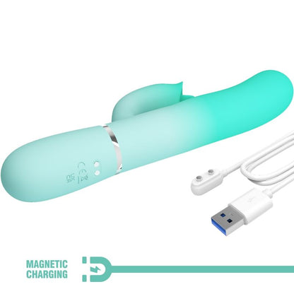 PRETTY LOVE - VIBRATORE MULTIFUNZIONE CONIGLIO GIGI VERDE ACQUA