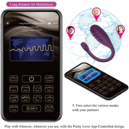 PRETTY LOVE - VIBRATORE CONTROLLATO DA APP LEVIATHAN VIOLA