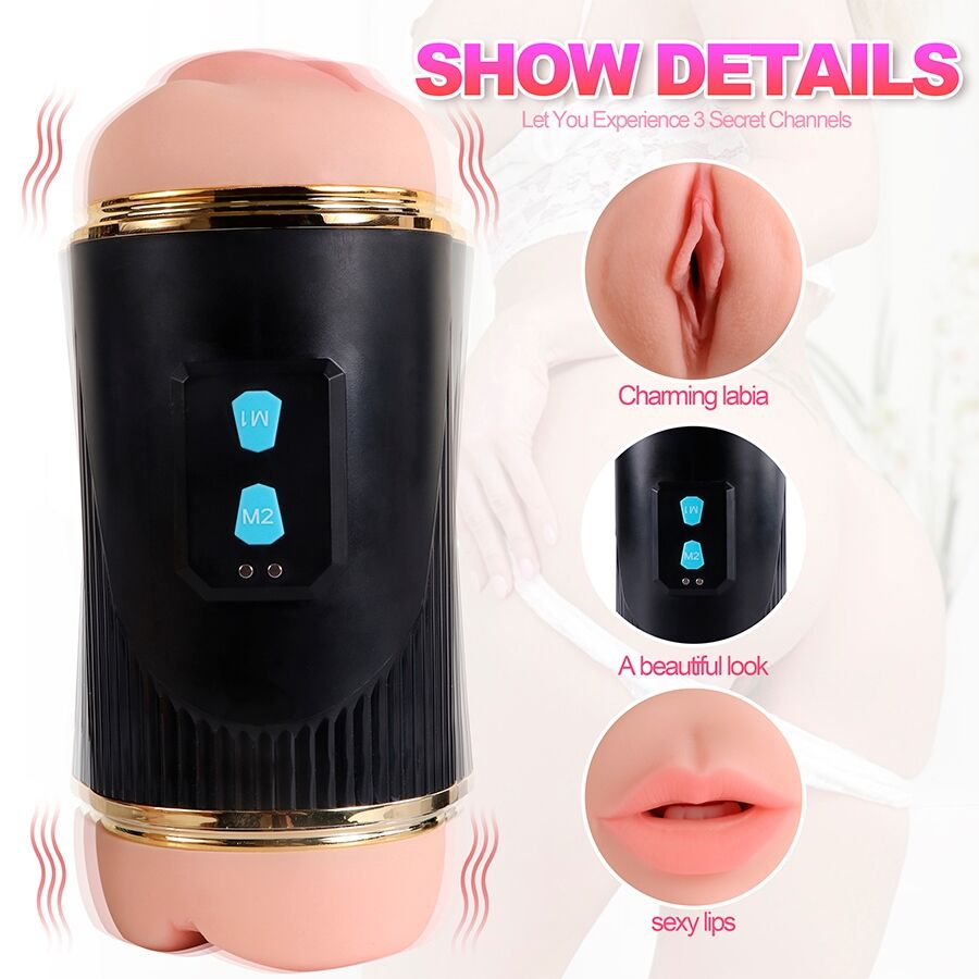 SHEQU - KAY DOPPIO MASTURBATORE CON DOPPIA BOCCA E VIBRAZIONE DELLA VAGINA