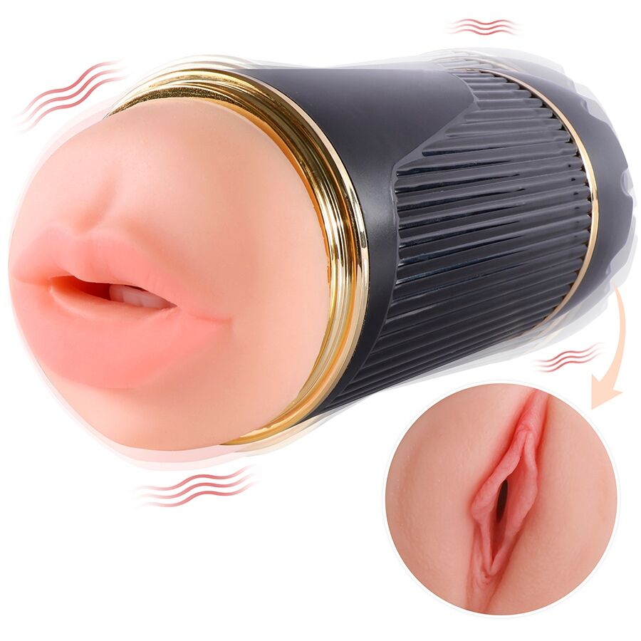 SHEQU - KAY DOPPIO MASTURBATORE CON DOPPIA BOCCA E VIBRAZIONE DELLA VAGINA