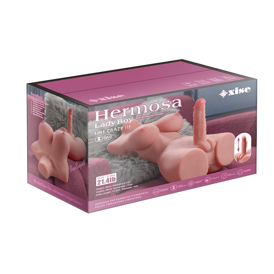 XISE - BELLISSIMO TORSO FEMMINILE DA DONNA CON DILDO CON VIBRAZIONE E SPINTA 49 CM