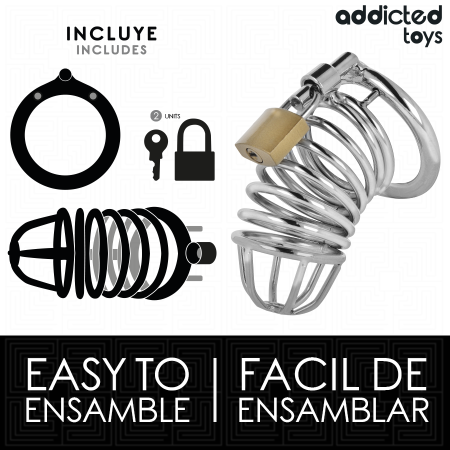 ADDICTED TOYS LOCKED - GABBIA PER PENE IN METALLO CON CELLULE DI FERRO 4 CM TAGLIA S