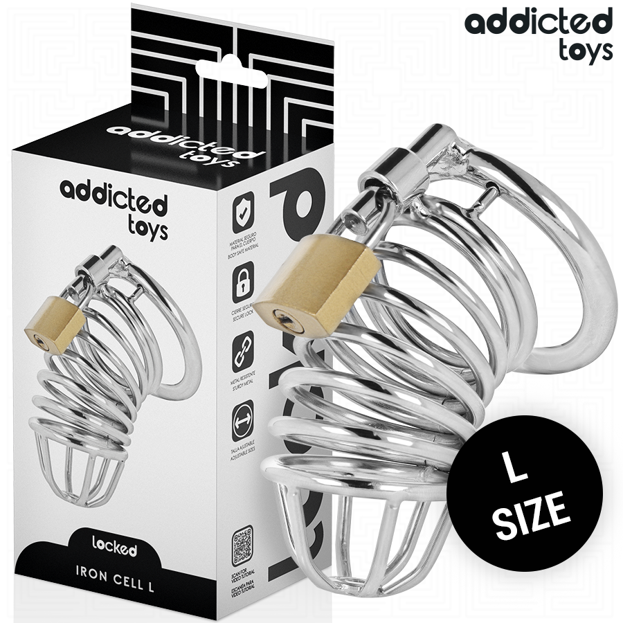 ADDICTED TOYS LOCKED - GABBIA PER PENE IN METALLO CON CELLULE DI FERRO 5 CM TAGLIA L