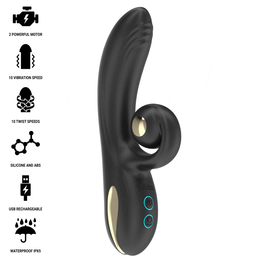IBIZA - VIBRATORE TWISTER CON STIMOLATORE CURVA E VIBRO-ROTAZIONE