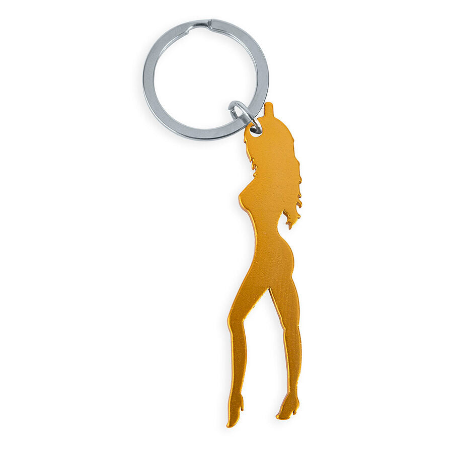 DIABLO PICANTE - PORTACHIAVI CON SILHOUETTE FEMMINILE COLOR ORO CON APRIBIRRA