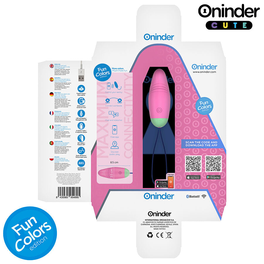 ONINDER CUTE - UOVO IN SILICONE VIBRANTE-ROTANTE A 360° PER AMARE IL PIACERE - APP GLOBALE GRATUITA