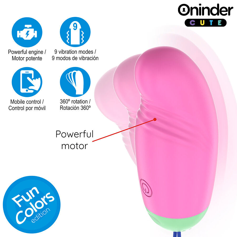 ONINDER CUTE - UOVO IN SILICONE VIBRANTE-ROTANTE A 360° PER AMARE IL PIACERE - APP GLOBALE GRATUITA