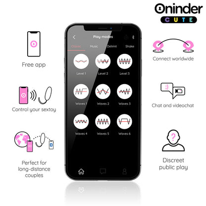 ONINDER CUTE - UOVO IN SILICONE VIBRANTE-ROTANTE A 360° PER AMARE IL PIACERE - APP GLOBALE GRATUITA