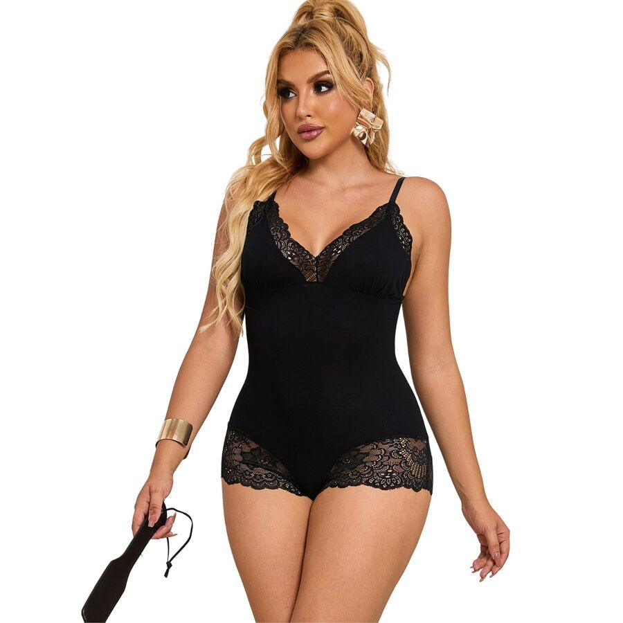SUBBLIME - ORSACCHIOTTO CON DETTAGLI IN PIZZO FLOREALE NERO S/M