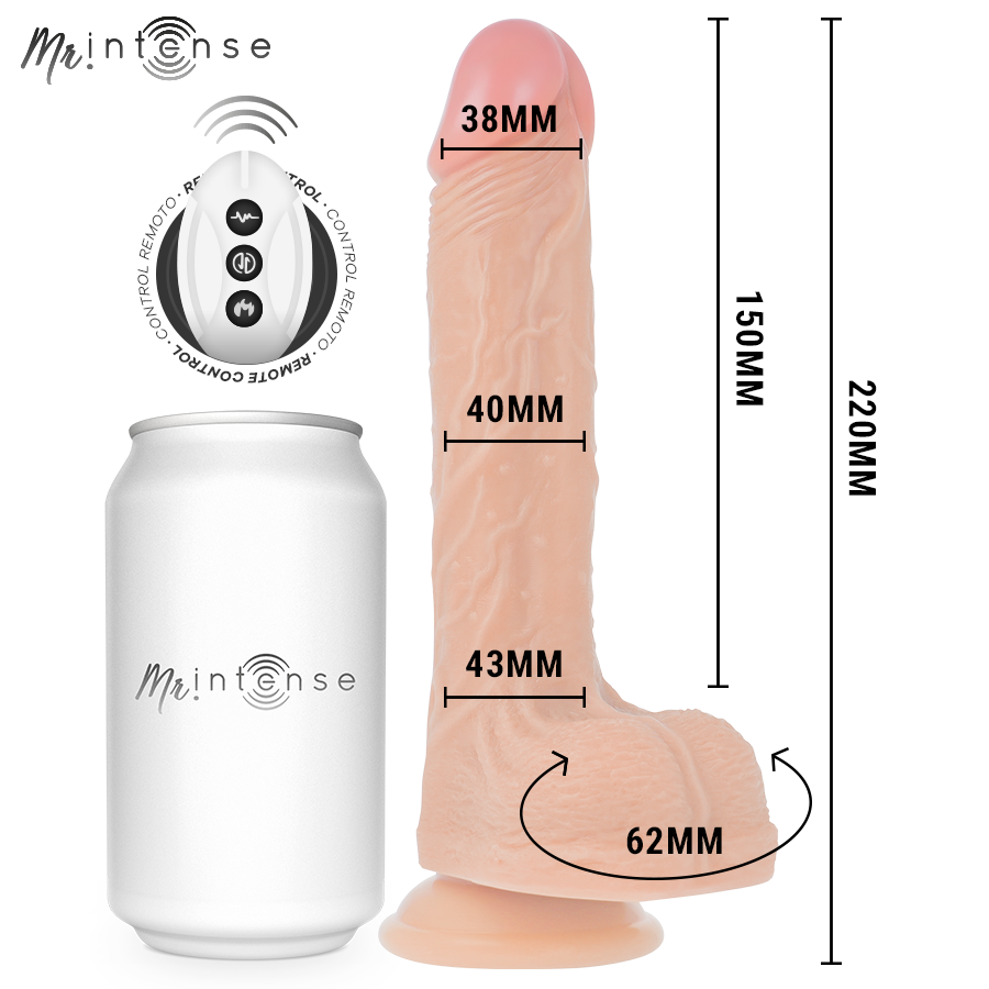 MR INTENSE - BROSNAN REALISTICO MULTIFUNZIONALE CON VIBRAZIONE, SU E GIÙ TELECOMANDO, 22 CM - OPPURE - 4 CM