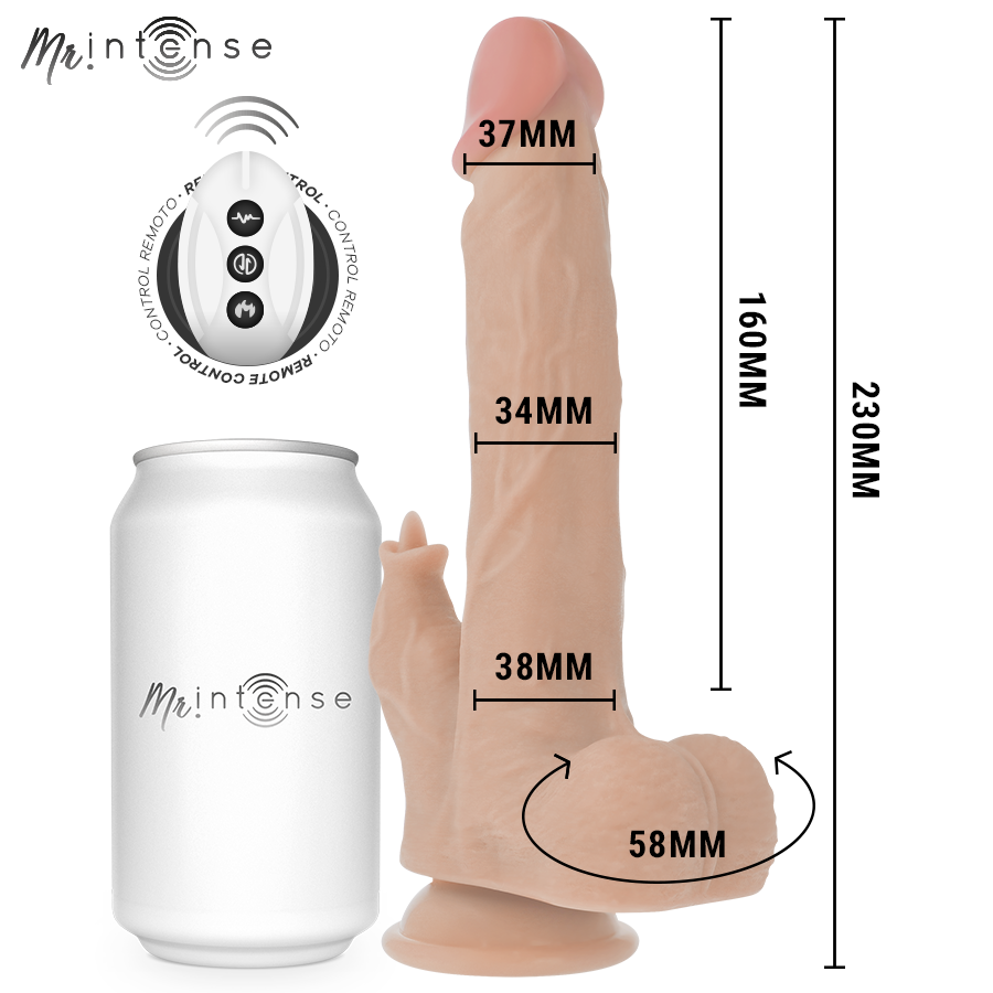 MR INTENSE - REDFORD MULTIFUNZIONE REALISTICO CON VIBRAZIONE E TELECOMANDO SU E GIÙ 23 CM -O- 3,5 CM
