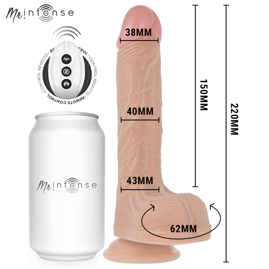 MR INTENSE - BALDWIN REALISTICO MULTIFUNZIONALE CON VIBRAZIONE, SU E GIÙ TELECOMANDO, 22 CM - OPPURE - 4 CM