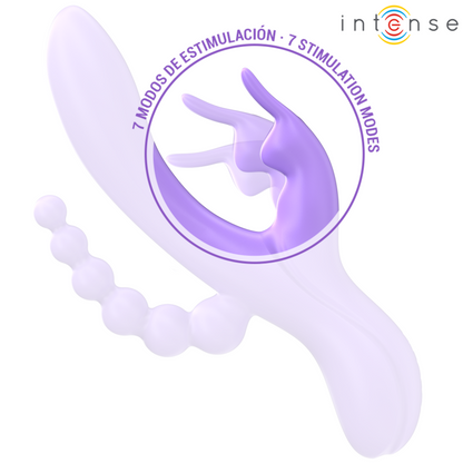 INTENSE - MIKO TRIPLO VIBRATORE CONIGLIO & STIMOLATORE & ANALE 7 VIBRAZIONI VIOLA