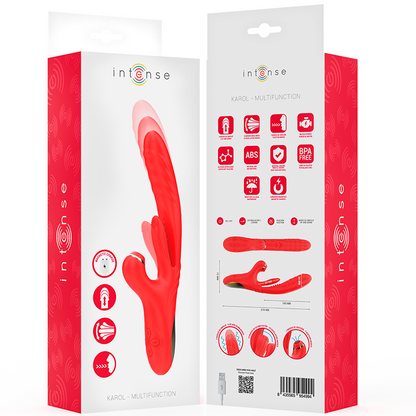 INTENSE - KAROL VIBRATORE MULTIFUNZIONE SPINTA E STIMOLAZIONE E ONDE STIMOLANTI ROSSO